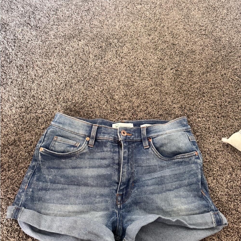 Jr Celebrity Pink Blue Jean Shorts with Cuffed Hem and Distressed Look